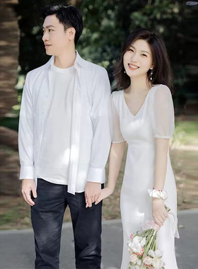 领证小礼服新娘高级感缎面轻婚纱气质简约订婚旅拍日常白色出门纱