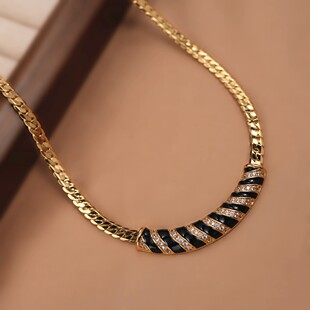 铜项链 重工高级感轻奢滴油蛇骨项链套装复古几何形耳饰品