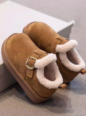 女童鞋子儿童棉鞋2025新款秋冬加绒加厚男童皮毛一体保暖皮鞋