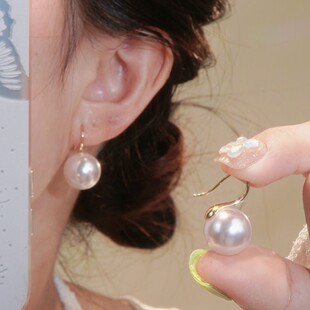 925银仿珍珠耳饰 高跟鞋珠珠经典百搭精致小众气质女轻奢耳环耳勾