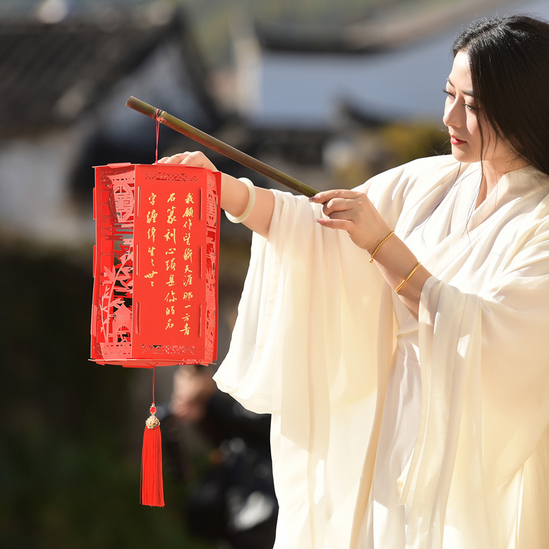 秋凝斋宣纸卡纸镂空灯笼挂件