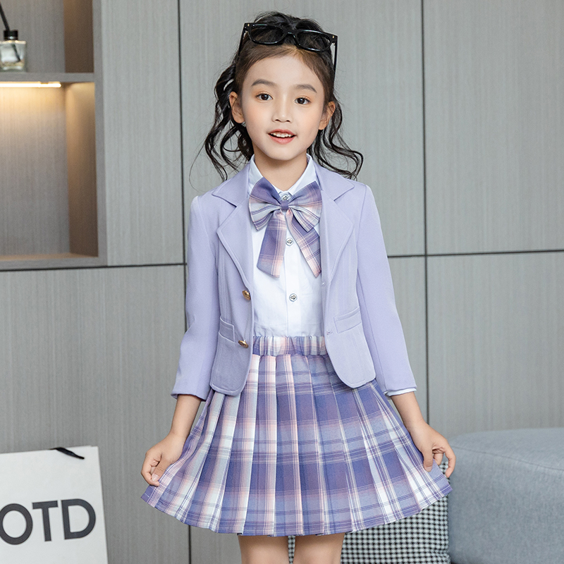 女童西装套装2025新款儿童学院风生日会小清新洋气公主裙礼服套装