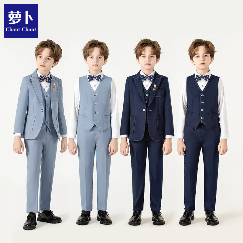 男童西装套装2024新款中大童帅气花童小西服英伦主持人钢琴演出服