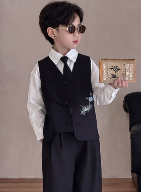 男童国风帅气西服套装主持表演服