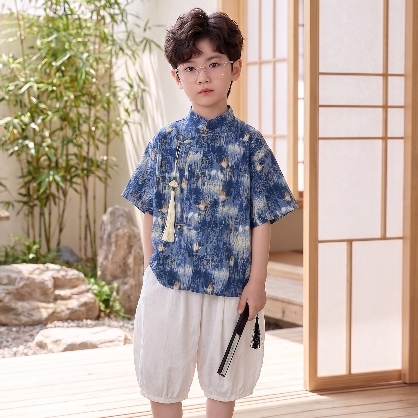 男童新中式唐装套装表演服