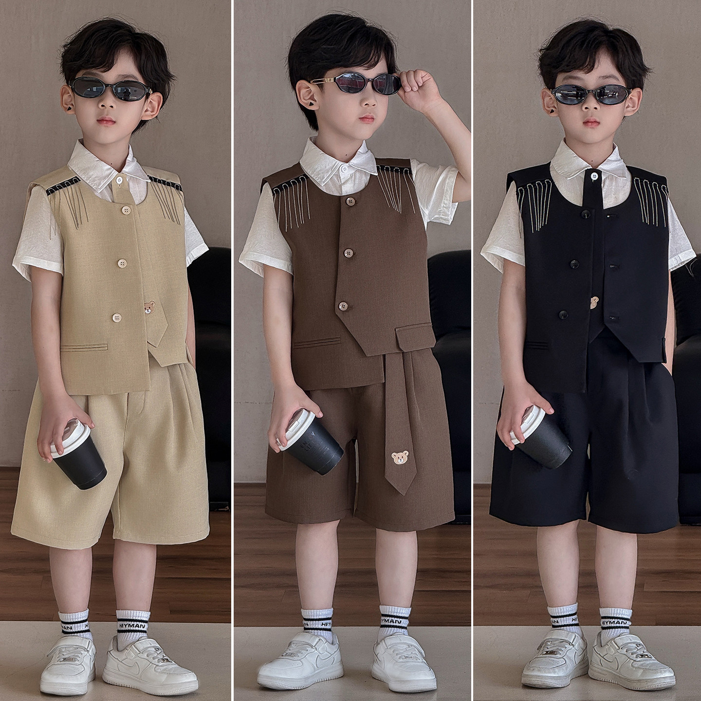 男童西装套装2026夏季新款儿童小主持人礼服正装英伦风钢琴演出服