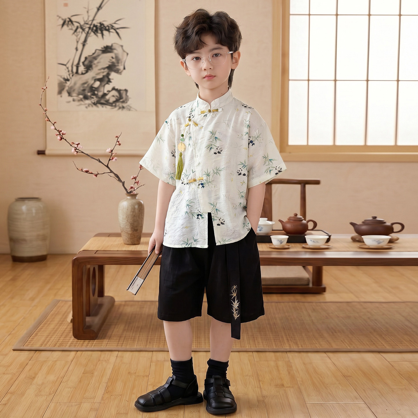 男童新中式短袖唐装套装演出服