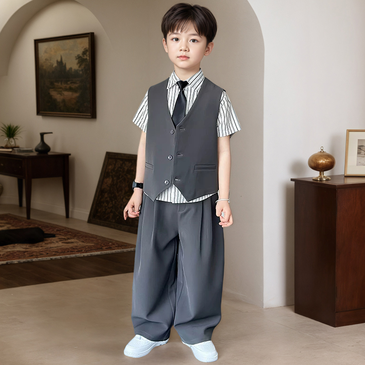 儿童西装套装男童高级感小主持人礼服2026新款男孩花童生日演出服