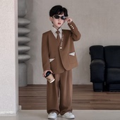 男童西装 高级感男孩生日礼服帅气儿童小主持人花童休闲演出服 套装
