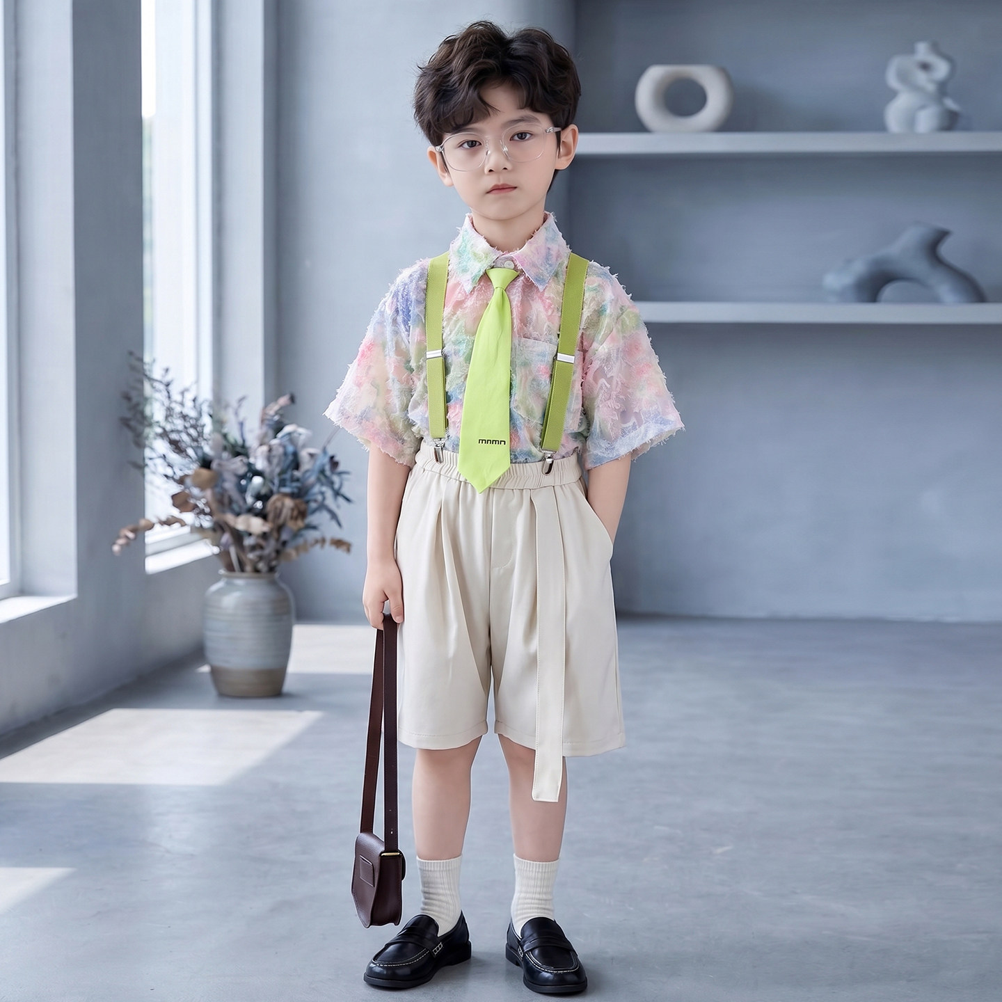 男童背带裤夏季套装演出服