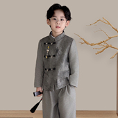 国风汉服儿童宝宝周岁主持人演出服装 2026春秋新款 唐装 男童新中式