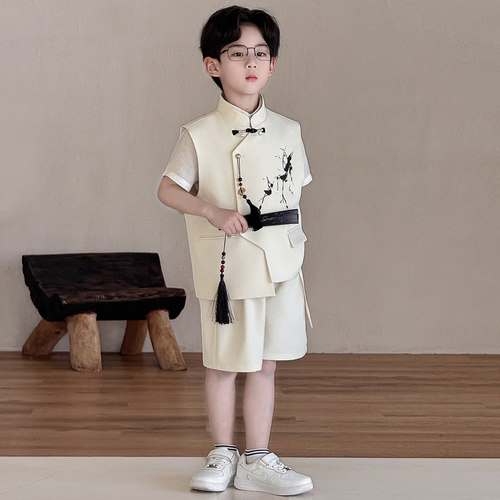 夏季男童国风小主持人演出西服