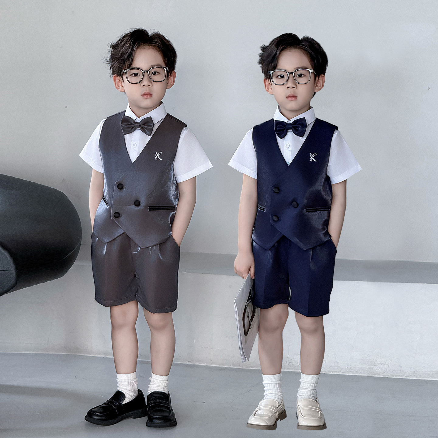 儿童英伦风小主持人高端礼服套装