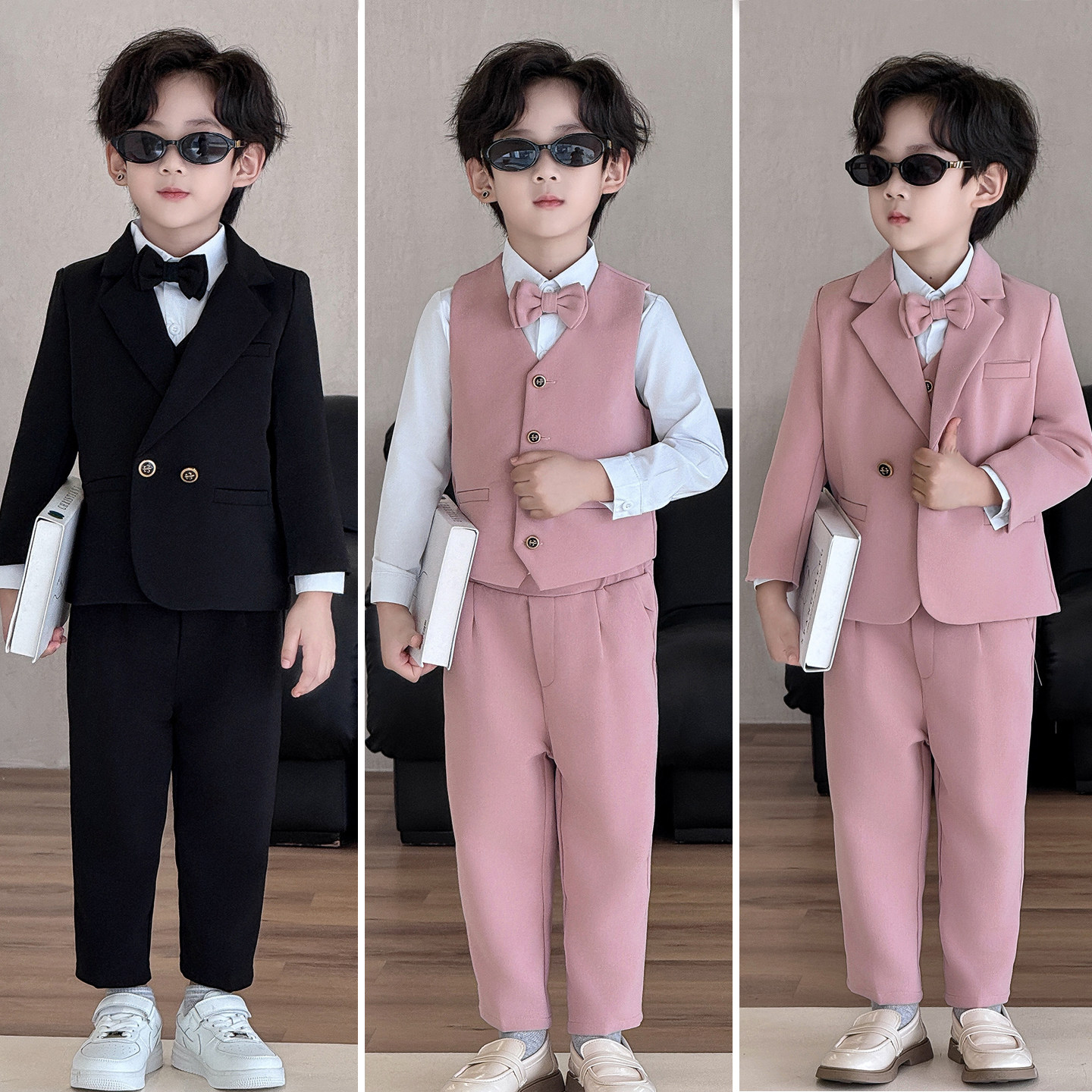 男童礼服宝宝周岁生日花童西装套装儿童英伦风主持人钢琴演出西服