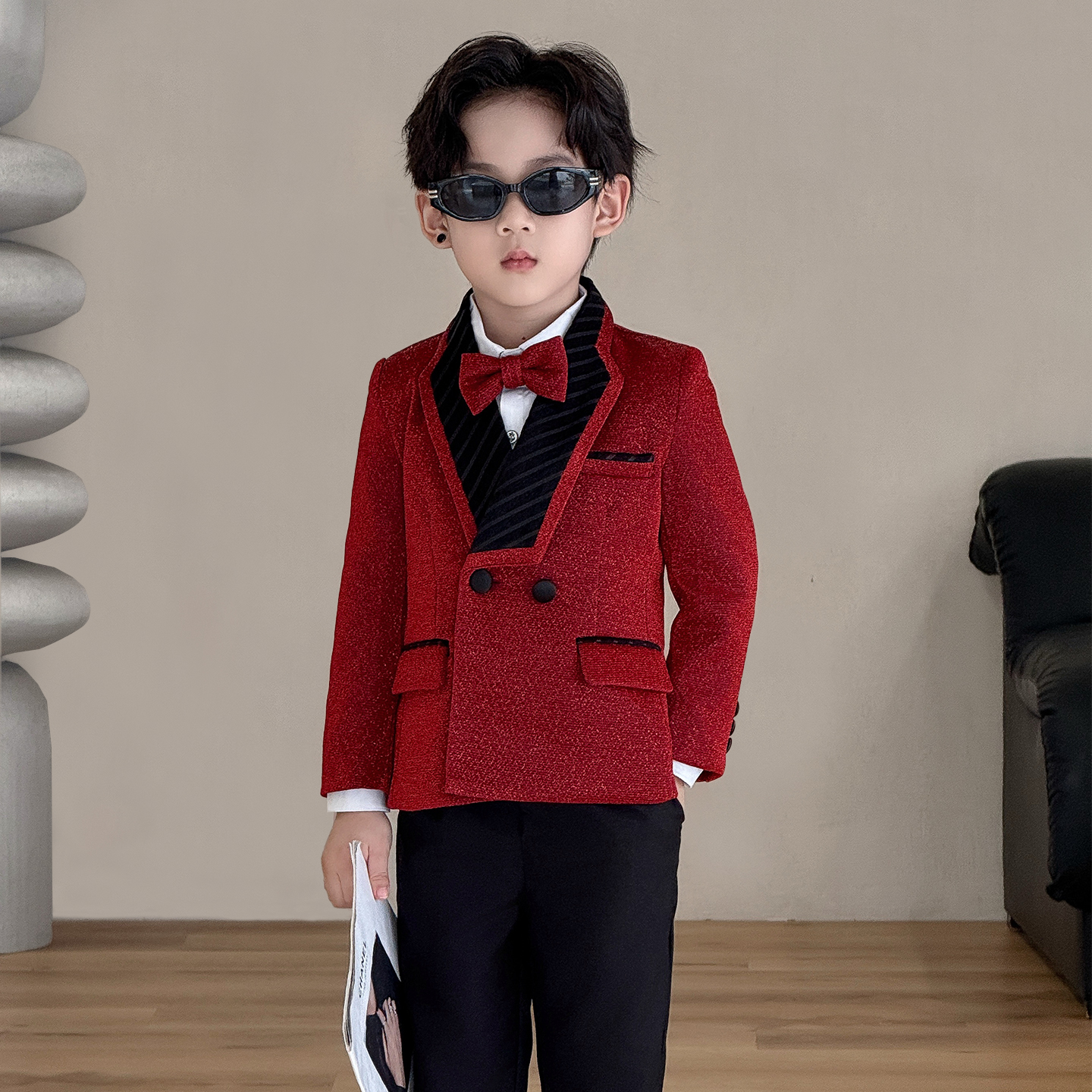 儿童英伦风小主持人正装西服