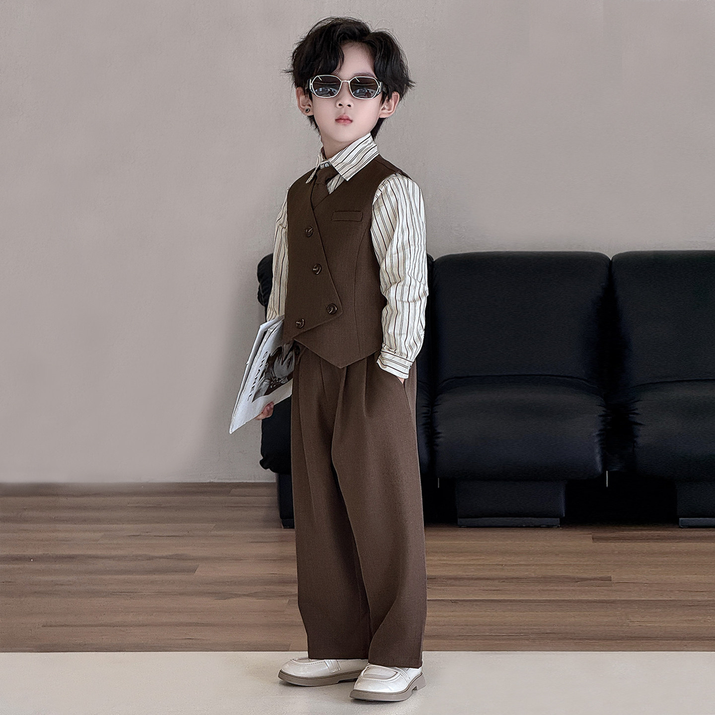 男童西装套装2026春款儿童周岁生日宴会小西服正装英伦风钢琴演出