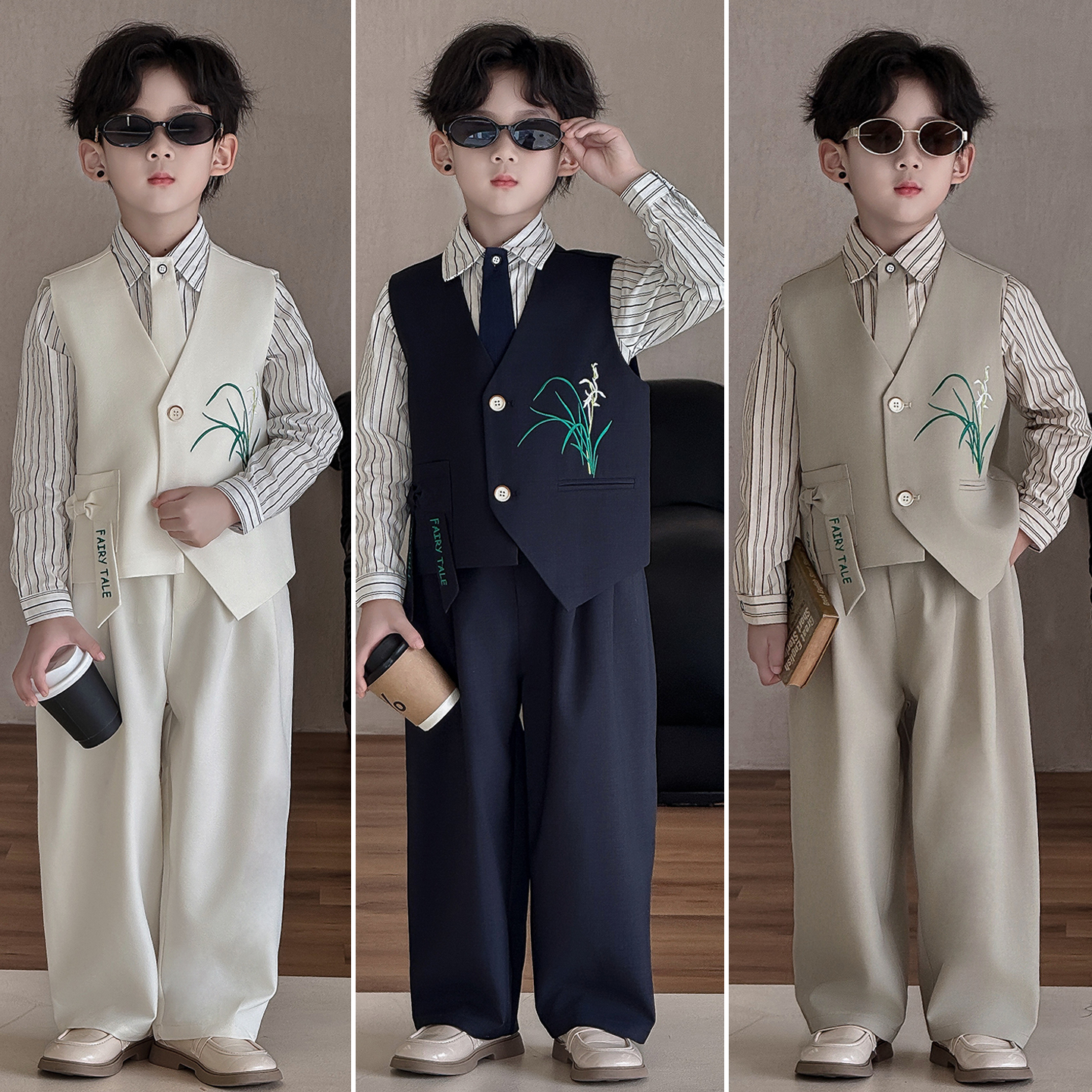 男童礼服儿童西装套装2026新款英伦风主持钢琴演出男宝花童小西服