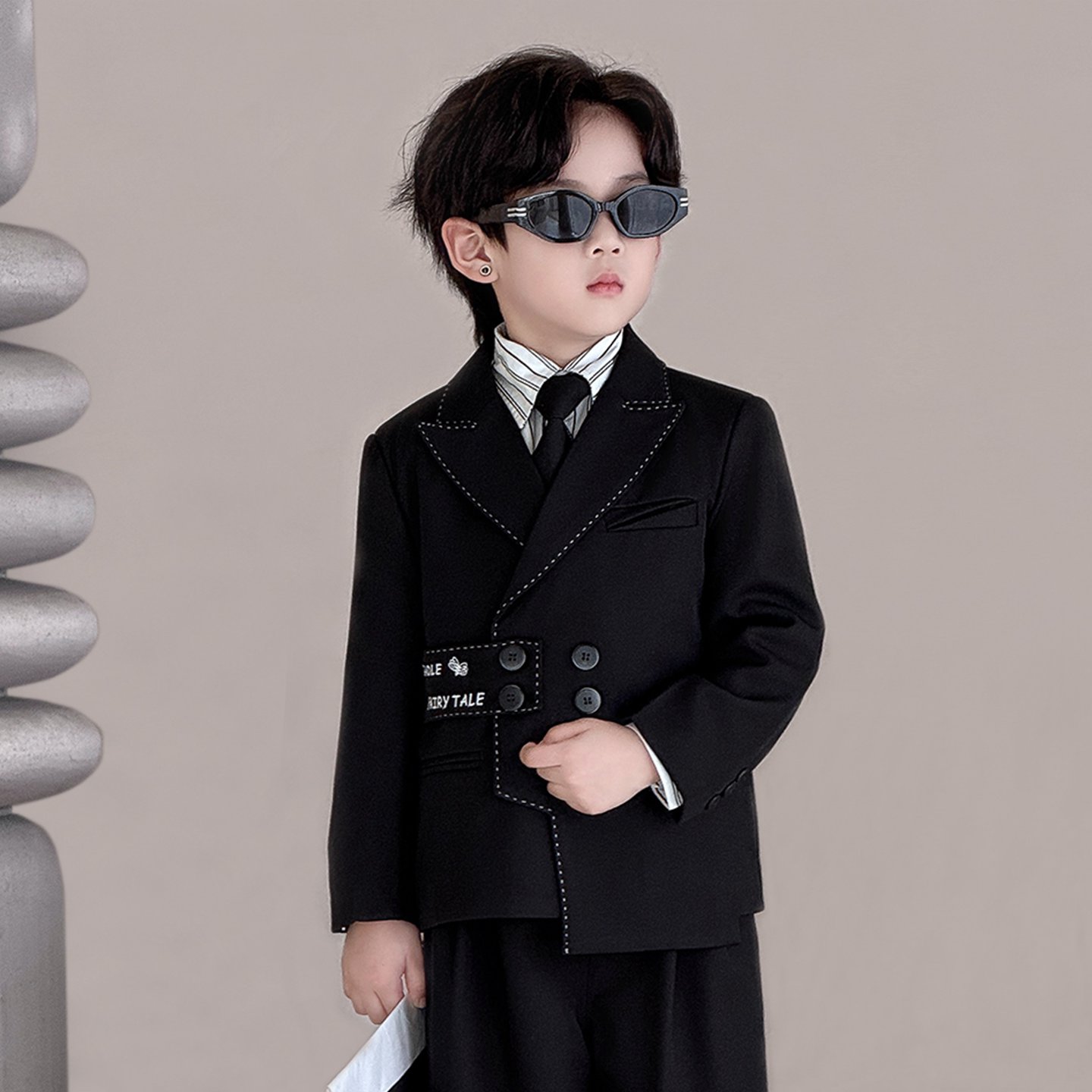 男童春秋新款西服套装儿童主持人西装帅气宝宝生日宴会出场表演服