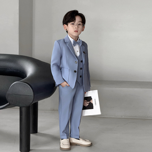 儿童西装套装春秋男童小主持人马甲朗诵演出服装晚会花童英伦礼服