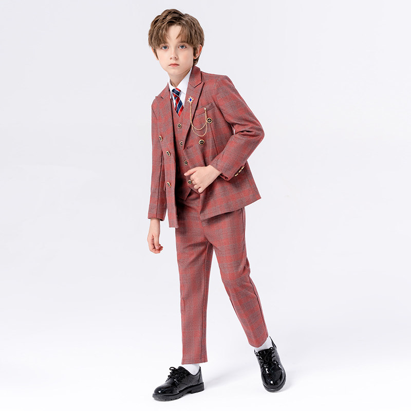 儿童礼服男童帅气主持人新款花童英伦西装套装男孩钢琴演出服外套