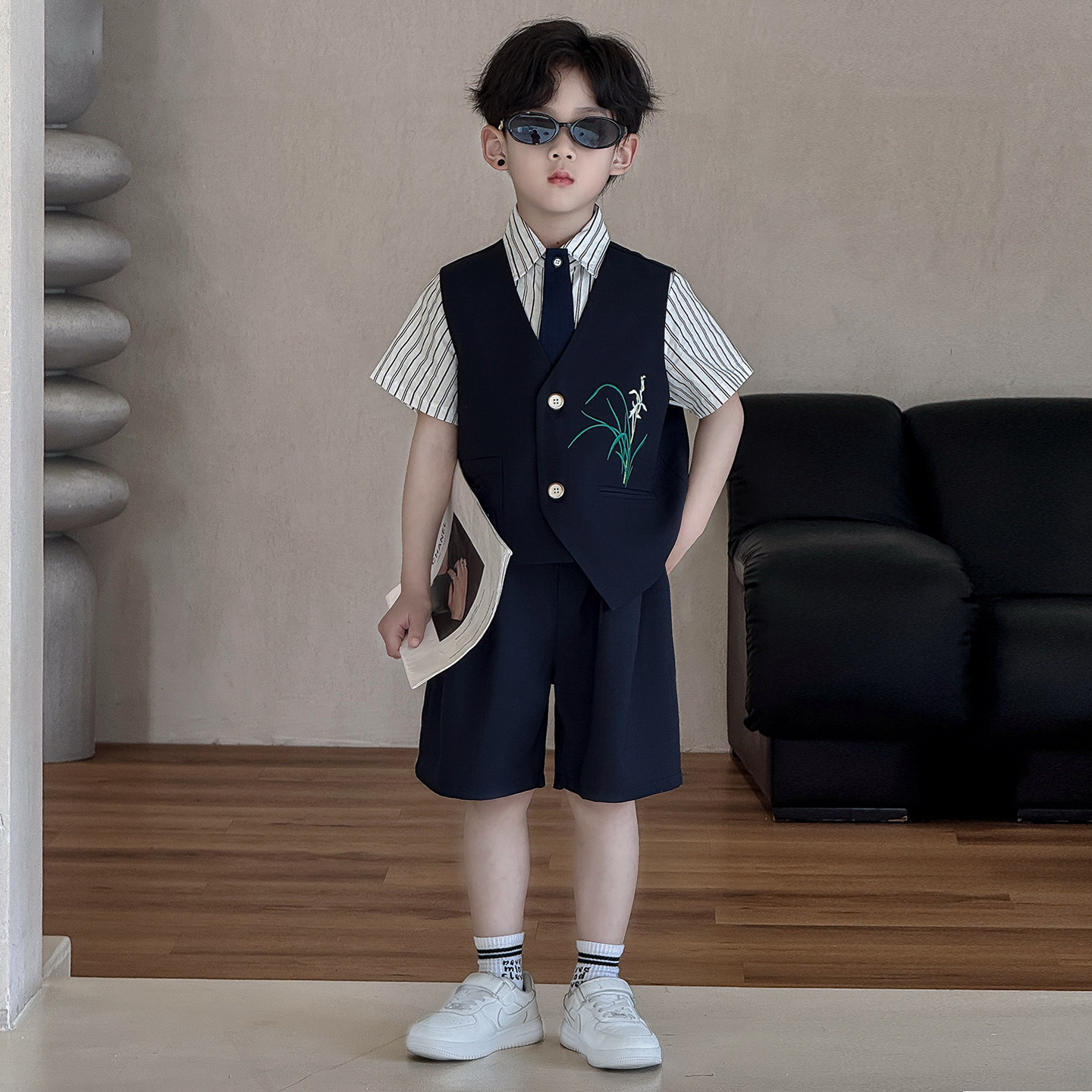男童高端西装礼服帅气儿童新中式小西服男孩朗诵小主持人演出套装