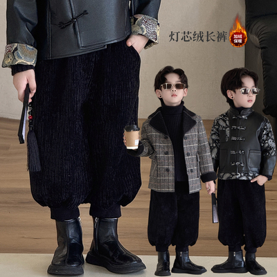 男童加绒保暖灯芯绒长裤