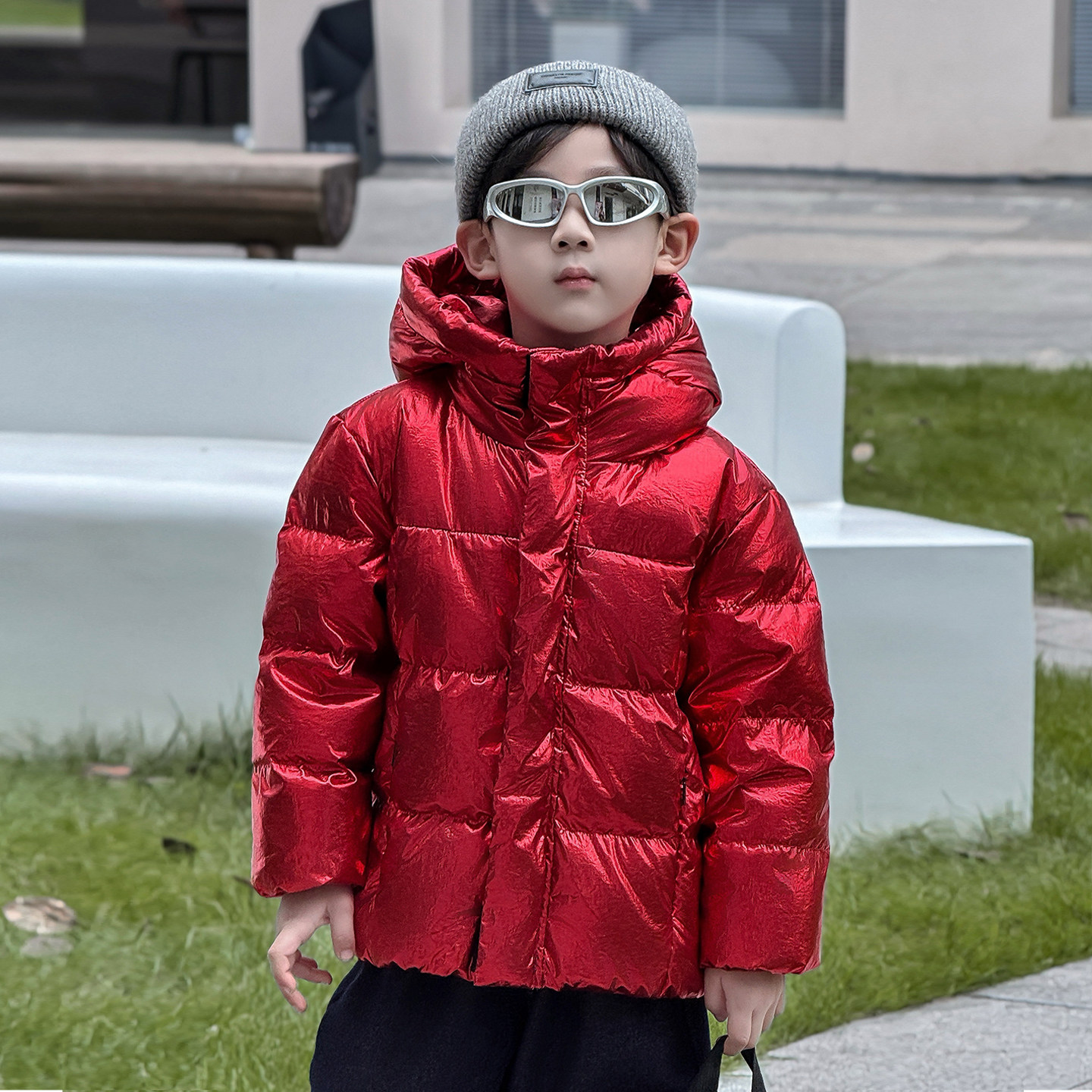 男童羽绒服2025冬季红色喜庆儿童白鸭绒保暖外套帅气男孩加厚上衣
