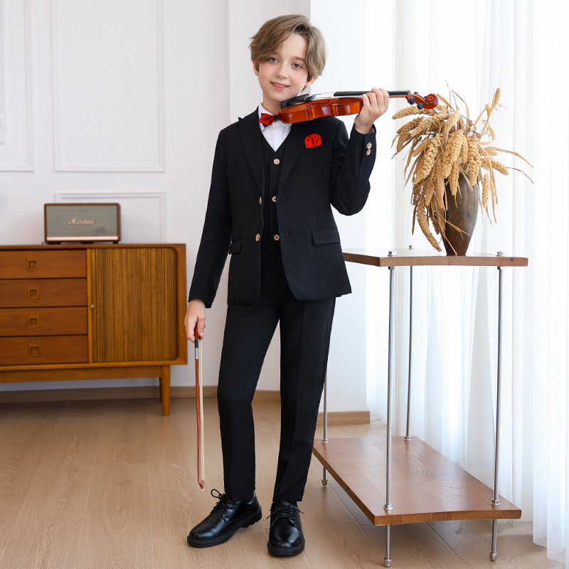 男童西装套装儿童秋冬季新款中大童钢琴演出服帅气主持人朗诵西服