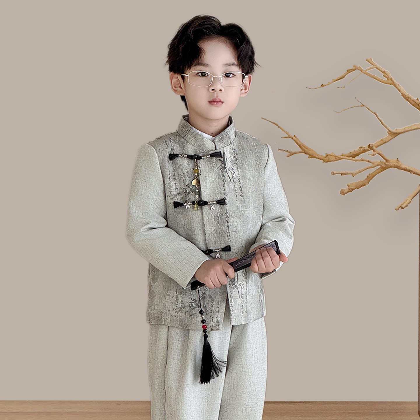 男童新中式国风西服套装2025秋季新款唐装儿童生日主持汉服演出服