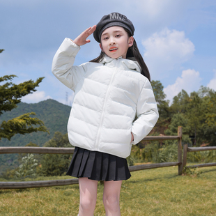 女童羽绒服2025冬季新款儿童短款白鸭绒上衣中大童小学生保暖外套