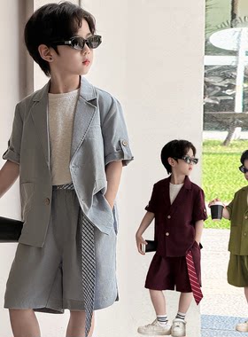 男童夏季休闲短袖小西服套装