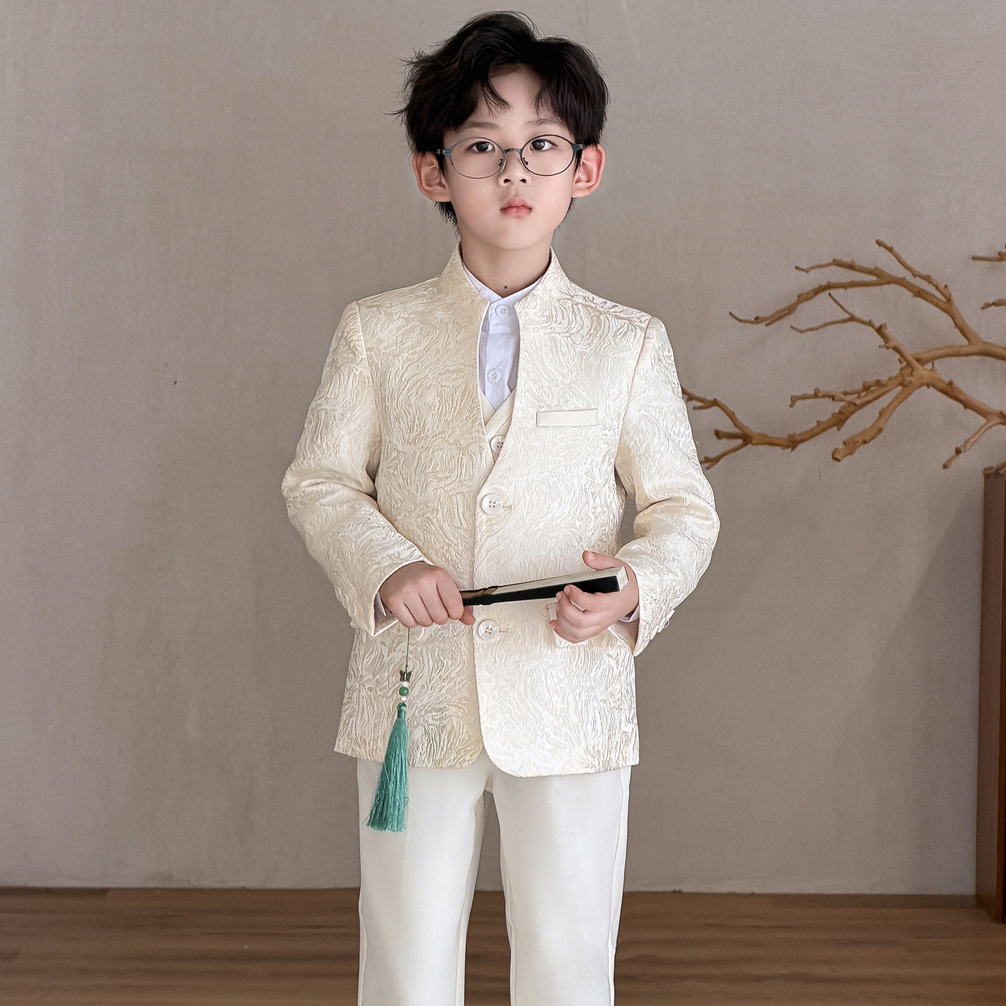 男童中式设计感西服套装演出服