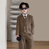 儿童西装 男童帅气高端休闲小西服宝宝周岁生日花童主持演出服 套装