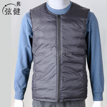 羽绒马甲男款轻薄中老年人内穿秋冬季羽绒L服坎肩男式羽绒马夹新