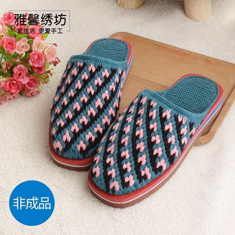 雅馨绣坊diy毛线钩织手工编z织四股线橡胶底满园春色勾拖鞋材料包