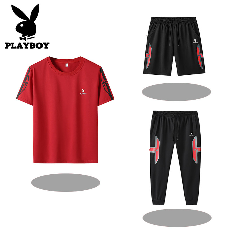 Playboy fat GG man Casual sports suit 2020 Korean Edition Thin section Short sleeved Large Two piece setin the Men's clothing, Set , Leisure sports suit  category - from Buy2taobao.com to provide professional Taobao agent buy service