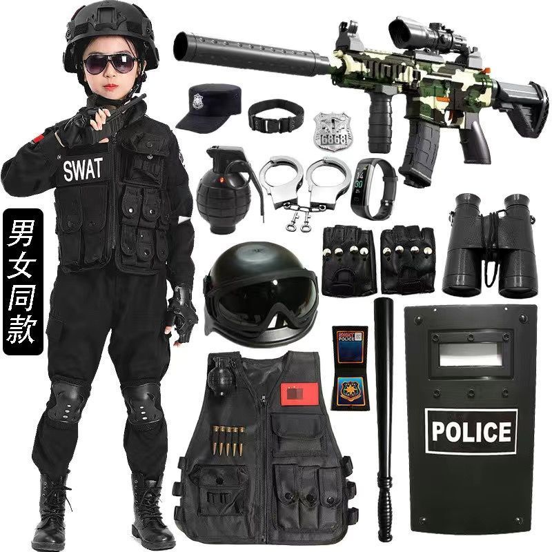 儿童警察服套装特种兵男孩玩具枪