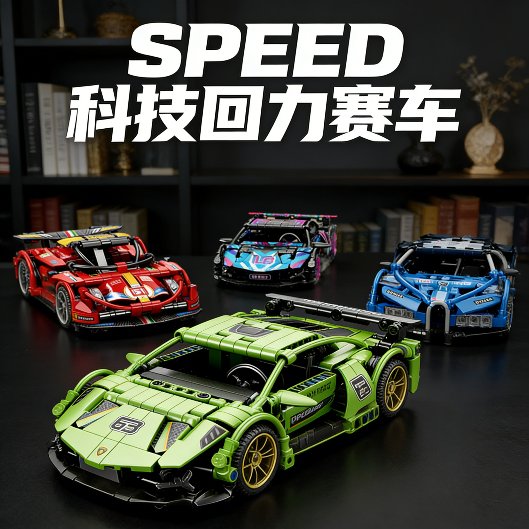 科技回力赛车拼装模型积木拼图6到12岁儿童益智玩具男孩8生日礼物,玩具/童车/益智/积木/模型,普通塑料积木,淘宝优惠券,粉丝福利购,淘宝优惠卷