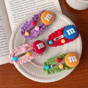 发夹碎发刘海秋冬韩版儿童女孩宝宝几何针织毛线发夹女童可爱发夹