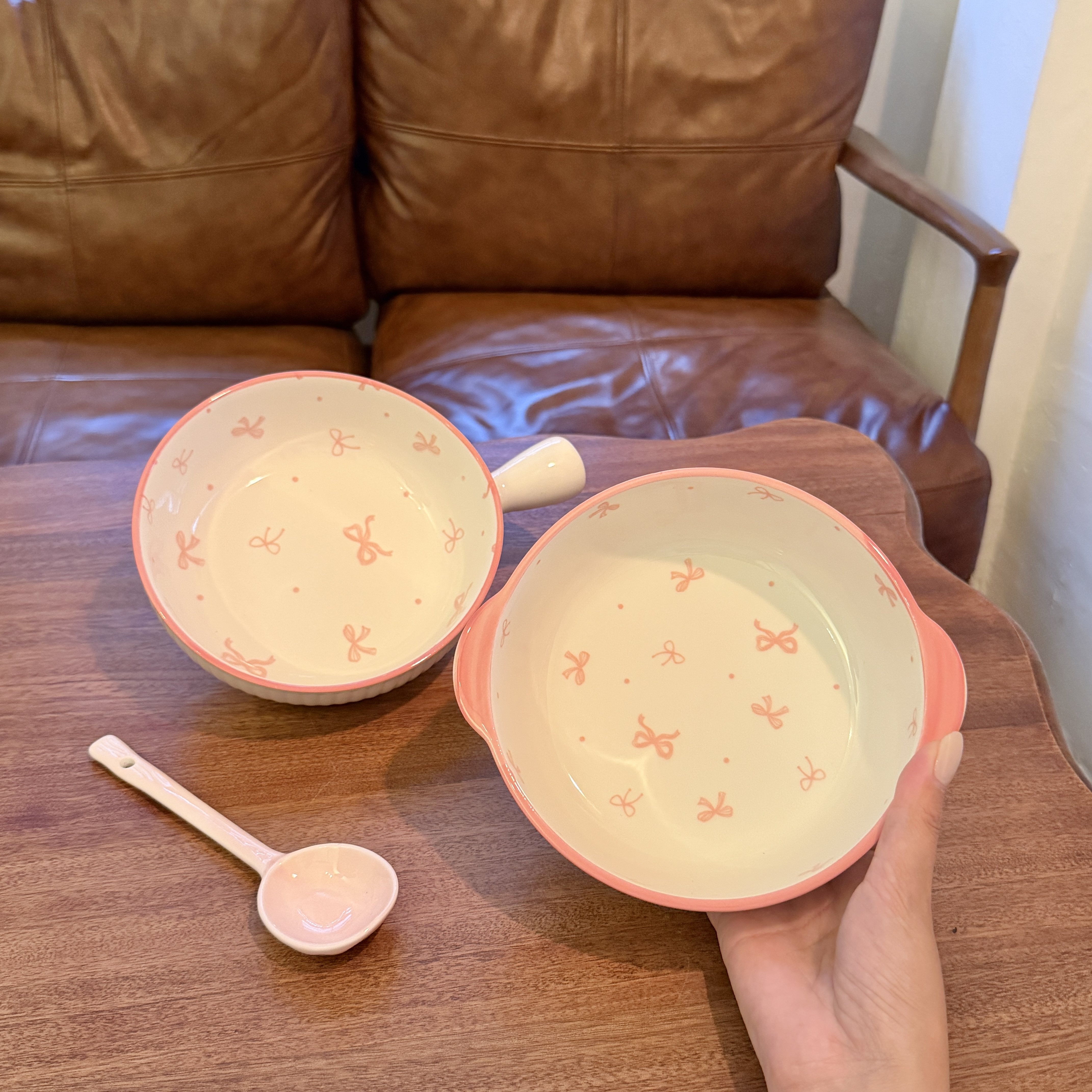 碗具双耳碗小汤碗手柄碗漂亮水果碗个人专用饭碗一人食一套精致碗