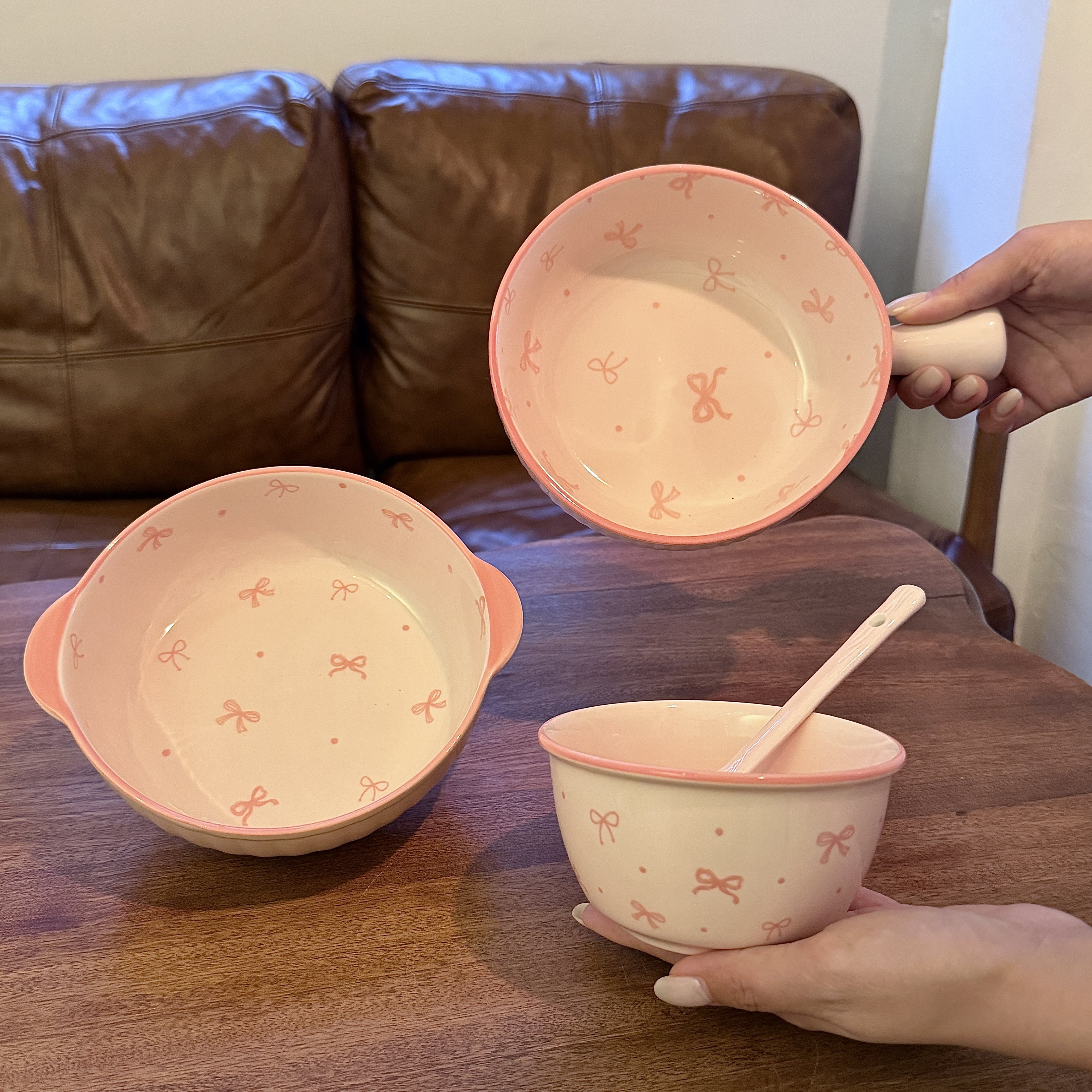 碗具小汤碗双耳碗手柄碗个人专用饭碗漂亮水果碗一人食一套精致碗