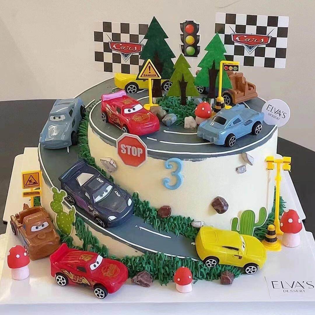 网红汽车总动员儿童生日蛋糕装饰卡通回力小汽车甜品台烘焙摆件,节庆用品/礼品,节日装扮用品,淘宝优惠券,粉丝福利购,淘宝优惠卷