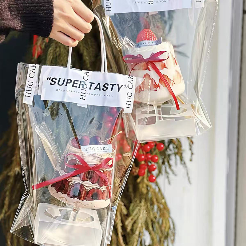 2026新年圣诞蛋糕装饰高脚杯底托包装手提袋草莓杯玻璃红酒杯装扮