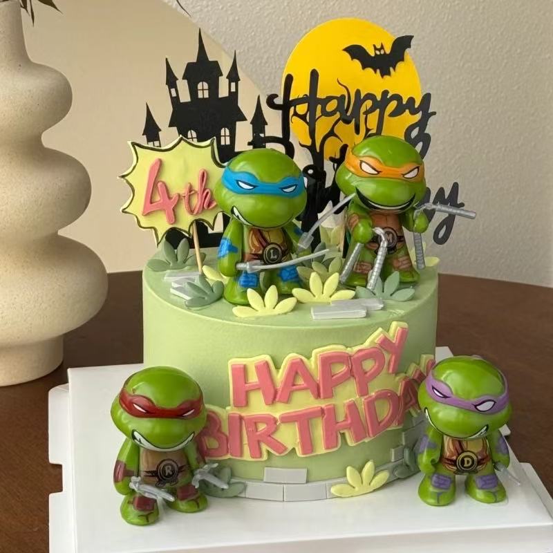 网红同款忍者神龟儿童男孩生日蛋糕装饰摆件城堡字母翻糖模具插件
