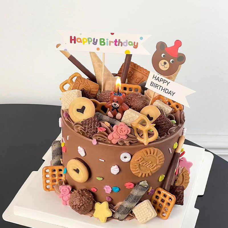 网红ins风小熊蜡烛蛋糕装饰品摆件儿童宝宝生日快乐横幅饼干装扮,节庆用品/礼品,节日装扮用品,淘宝优惠券,粉丝福利购,淘宝优惠卷