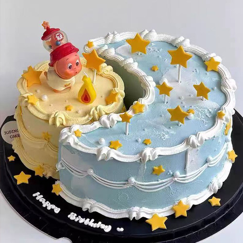吹泡泡星仔蛋糕装饰摆件儿童生日星星月亮火焰蜡烛烘焙装扮插件