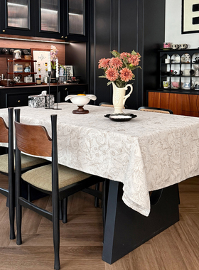 HARTING美式复古风氛围感桌布奶茶色轻奢高级感茶几台布艺餐桌布