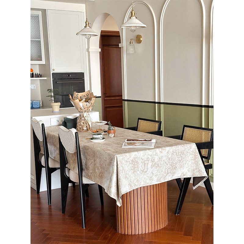 和庭美式复古酒店餐厅防水防烫桌布法式轻奢高级感茶几隔热台布