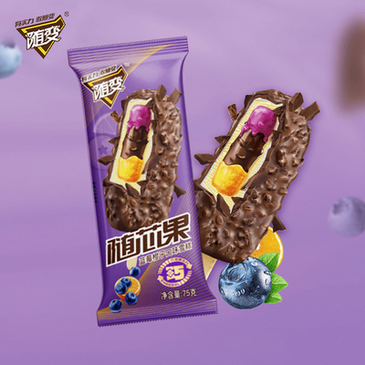 3支蒙牛随芯果雪糕蓝莓橙子味