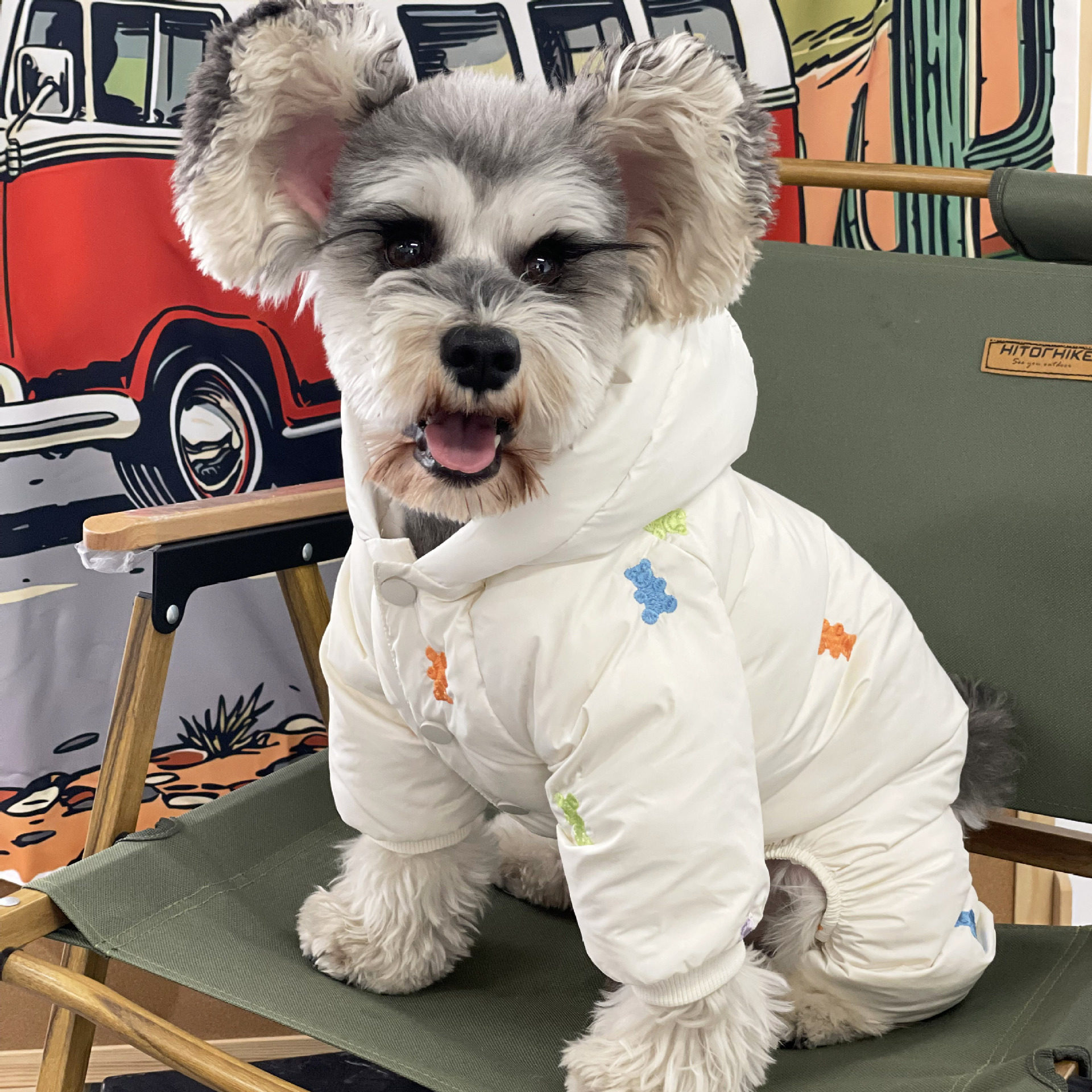 狗狗衣服秋冬加厚保暖泰迪雪纳瑞博美比熊巴哥连帽宠物四脚羽绒服